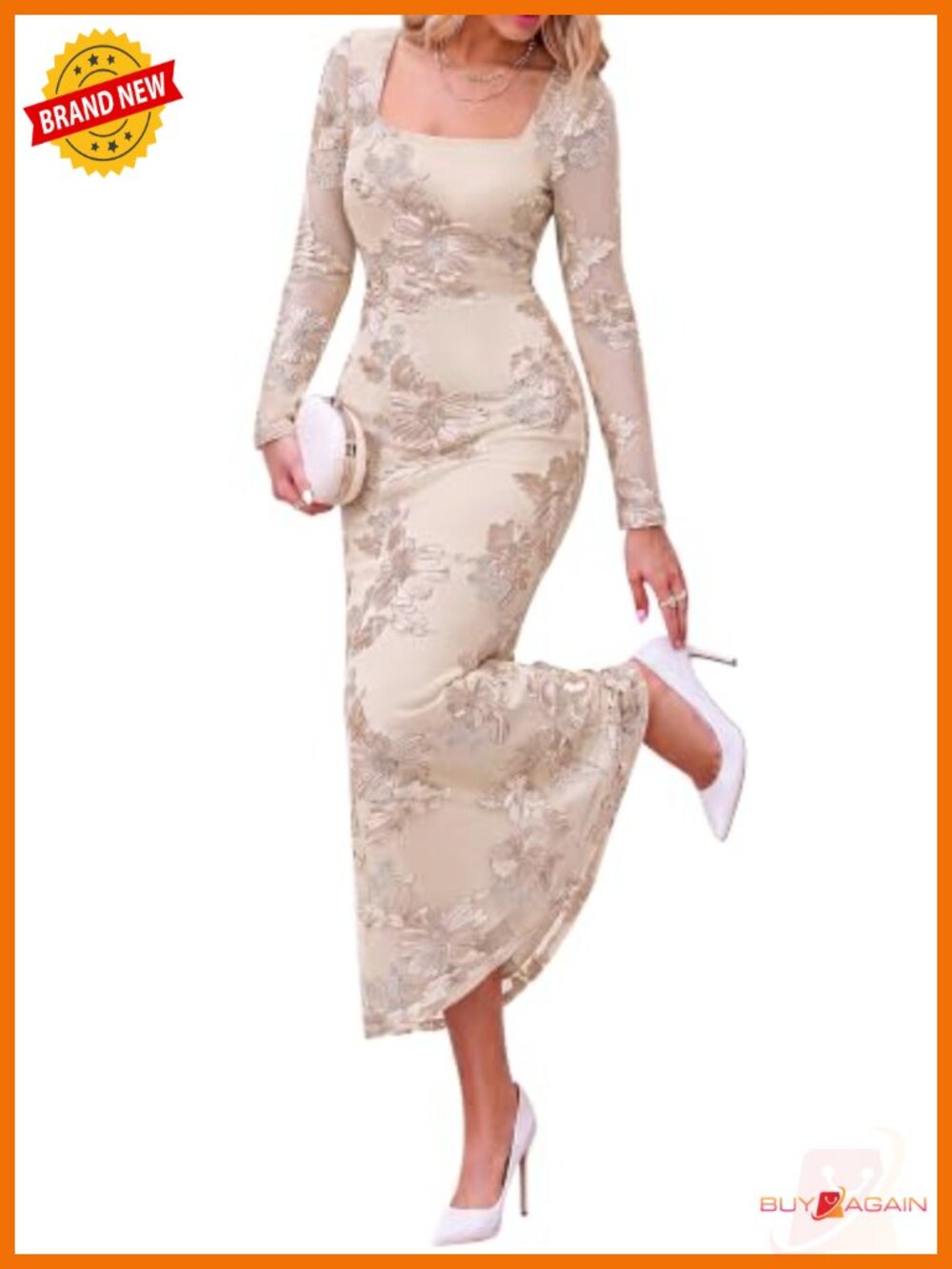 BTFBM Women's Long Sleeve Mesh Floral Mermaid Maxi Dress Wedding Guest